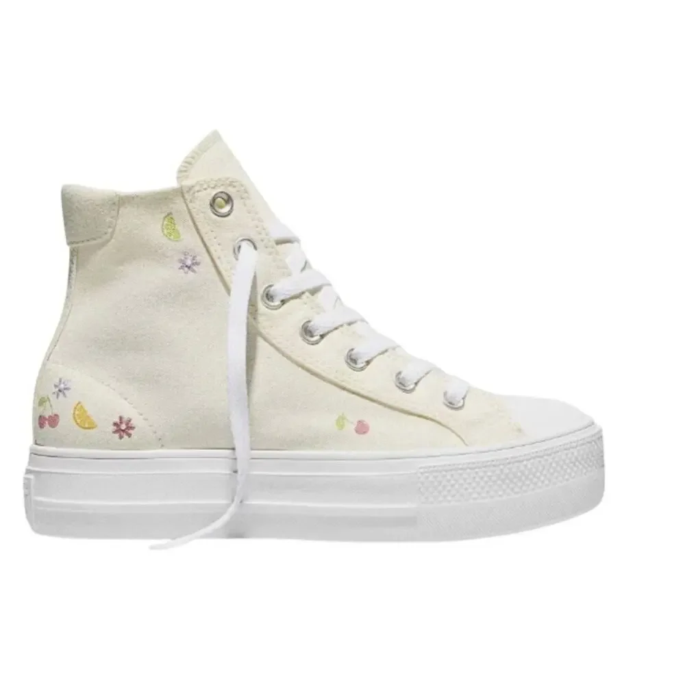 Converse Women Platform High Top Sneakers - Cream Fruit 7 NIB